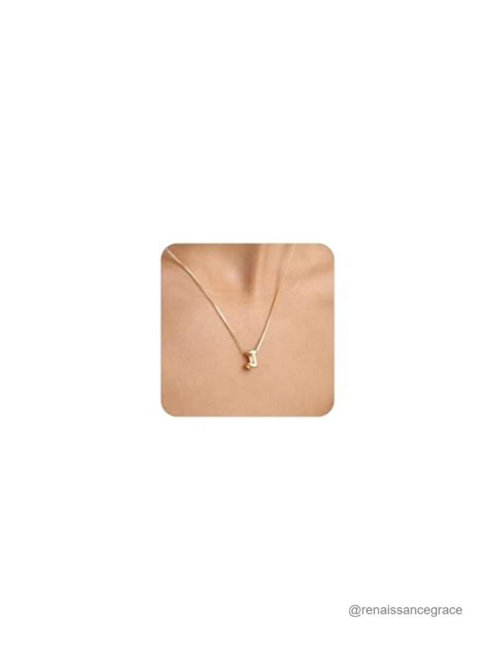 14K Gold Plated Bubble Letter Initial Necklace Women Tarnish Free Waterproof